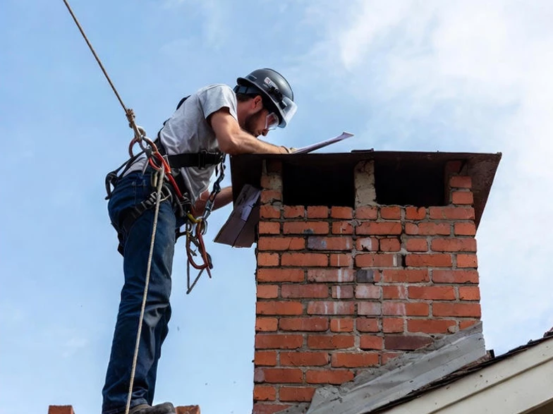 chimney guards a worker inpsection